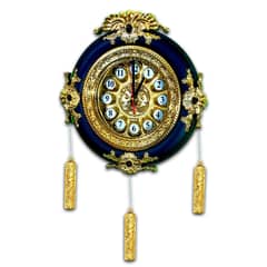 Antique Black and Gold Decorative Wall Clock with Tassels