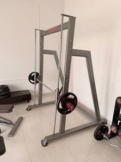 Smith machine cable crossover each dumble gym bench