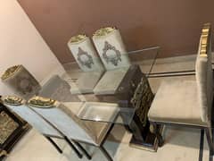 Executive 6 Chairs Dining Table Glass Top