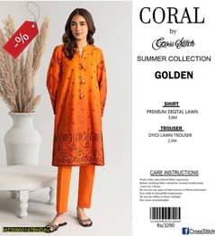 2 pcs womens  unstitched Lawn printed suit