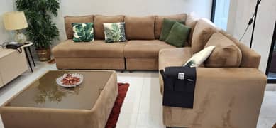 L-shaped 6 seater sofa, 2 seater sofa and coffee table