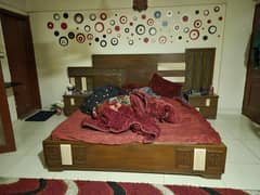 King wooden bed set with dressing table
