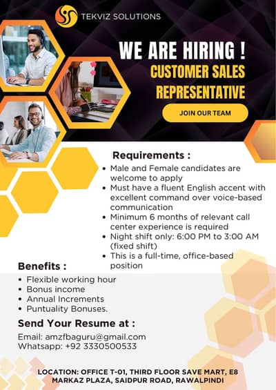 We are hiring experienced call center agents