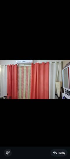 bedroom set with curtains