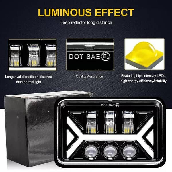 Jeep - Square 6x4 High-Low LED Arrow Style Headlight Sealed Beam - 1 Piece