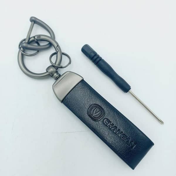 Changan Leather Car Keychain with Screwdriver - Black