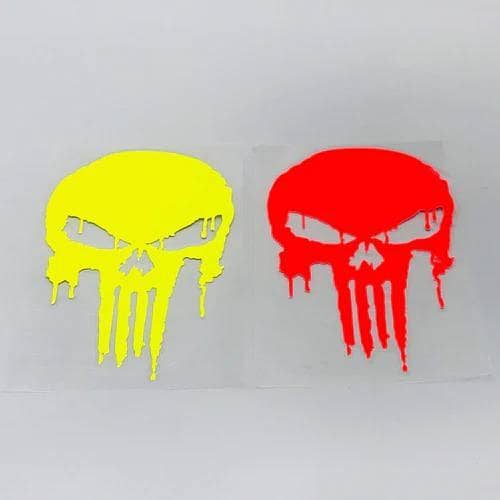 Custom Embossed Punisher Skull Sticker Sheet for Cars and Bikes