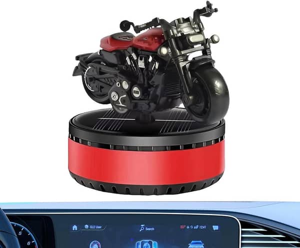Universal Solar-Powered Harley Bike and Car Perfume Air Freshener - 360° Rotating Fragrance (Red)