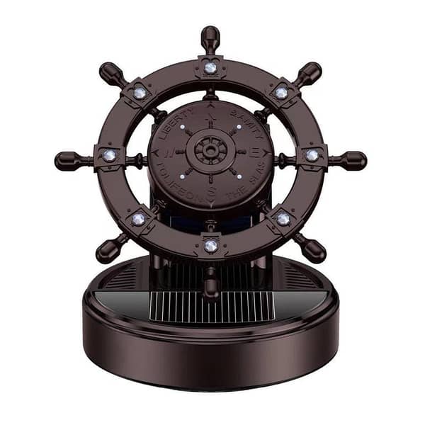 Solar-Powered Diffuser for Car Dashboard - Ship Steering Design Perfume/Air Freshener