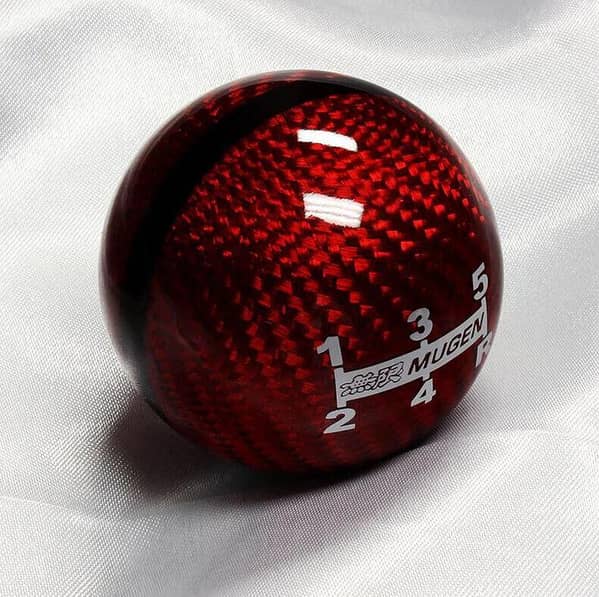 Mugen Universal Carbon Fiber 5 Speed Gear Shift Knob for Manual Transmission (Red)