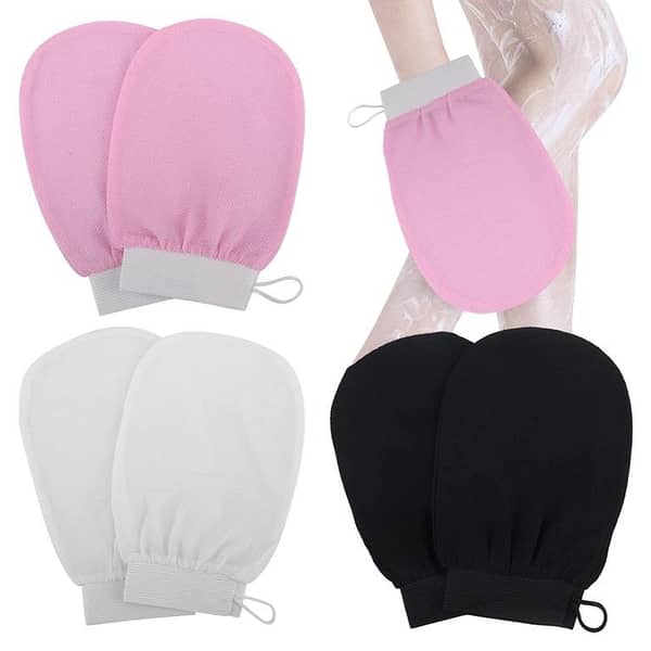 Pack of 2 Exfoliating Gloves - Dead Skin Remover and Bath Washcloth Mitt for Body Care