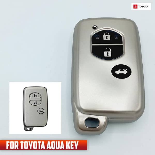 Toyota Prado 3-Button Remote Key TPU Cover in GUN Metallic