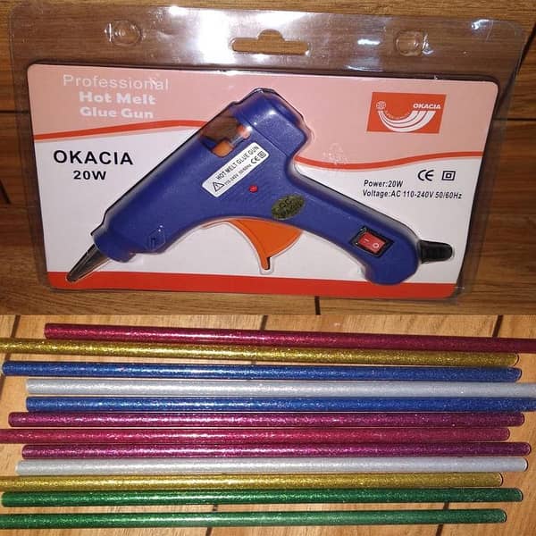 20W HGG 01 Imported Mini Hot Glue Gun with 3 Glitter Glue Sticks (1 Pack + 3 Glitter Sticks)
