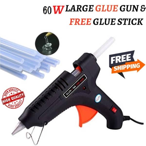 Large 60W Hot Glue Gun with Free Transparent Glue Stick
