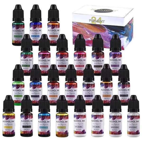 24-Pack of 10ml High Concentration Alcohol Ink Pigment for Epoxy Resin