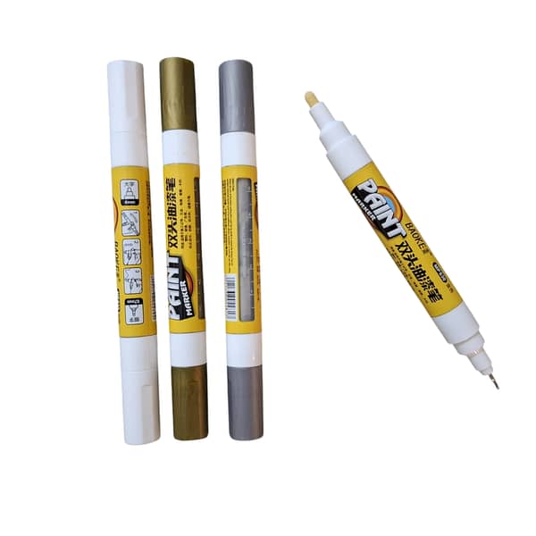 Baoke Dual Tip Paint Markers in White, Gold, and Silver