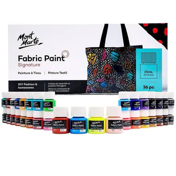 Mont Marte Signature Fabric Paint Colour Set - 36 Colors in 20ml Bottles for Fabric Projects