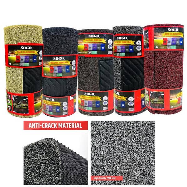 Sogo Custom Fit Universal Coil Floor Mats Roll – 120x24 Inch (3 Meter) Quality Washable Mats for Vehicles