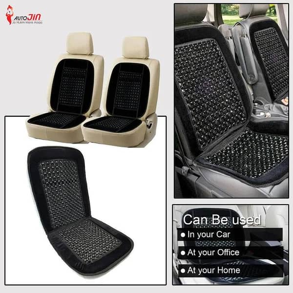 Autojin Velvet Pearl Moti Summer Seat Cushion - Wooden Beaded Massage, 2 Pieces