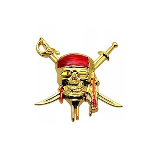 Metal 3D Pirate Skull Emblem Sticker for Car and Motorcycle Decoration