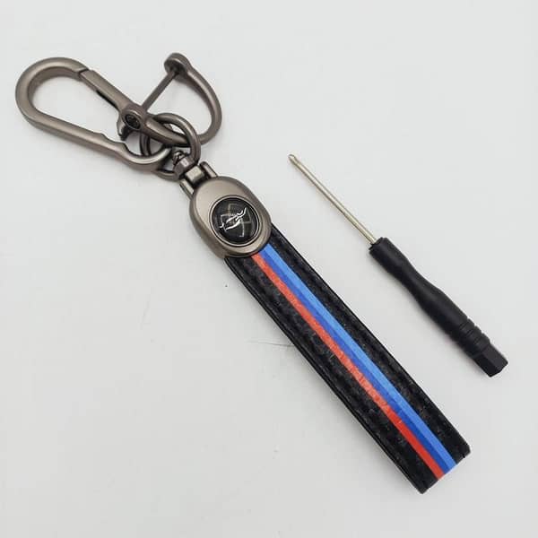 BMW Style Leather Key Chain with Metal Components