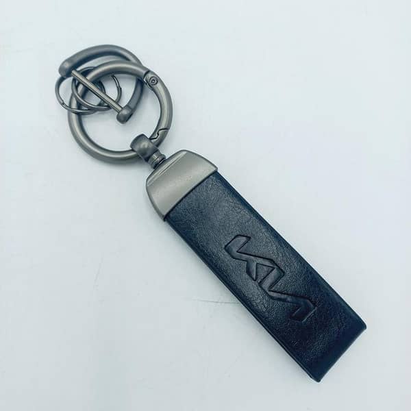 KIA Leather Car Keychain with Screwdriver - Black