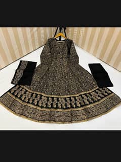 Luxury Embroidery Maxi dress  Black  Red + Green 