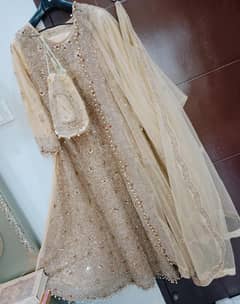 Wedding furnished golden maxi (Intricate Embroidery)