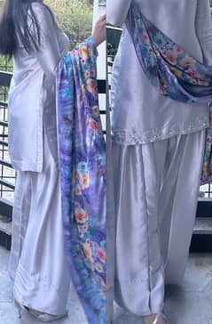 Silk 3 piece ( farshi shalwar kameez )