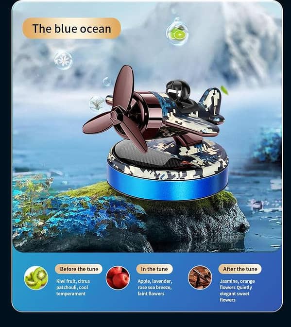 Xiaoyun Fighter Solar Energy Aromatherapy Car with Rotating Design - Blue