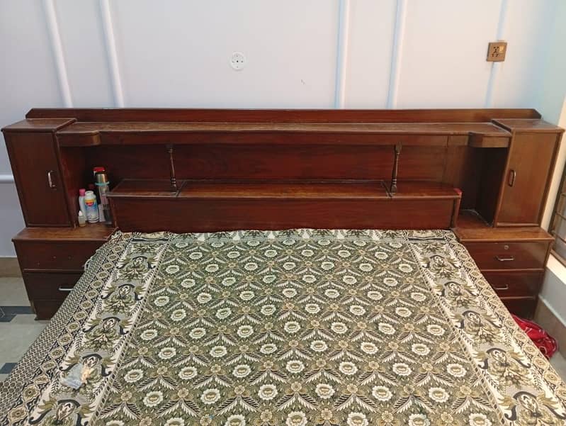 Solide double bed with attached side table and with mattress 1