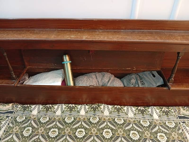 Solide double bed with attached side table and with mattress 2
