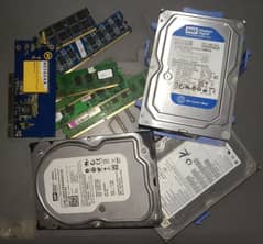 hard drives and rams and net adaptor