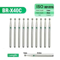 10pcs/pack Dental Diamond Burs Drill FG 1.6mm Milling Cutter