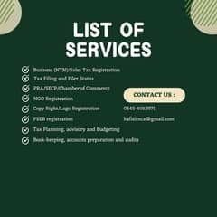 Tax Compliance, Business Advisory and Other Corporate Services
