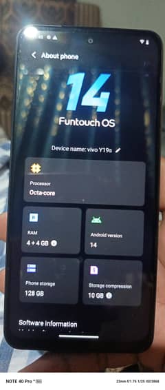 new 2 mount used vivo y 19 s 128 GB 4+4 ram