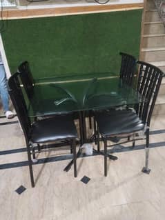 Stainlss Steel Dining Table with 4 Chairs