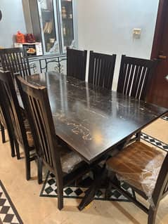 8 seater Dining Table Marble Style Finish