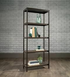 Metal Frame Bookcase Books Stand 5 Shelf