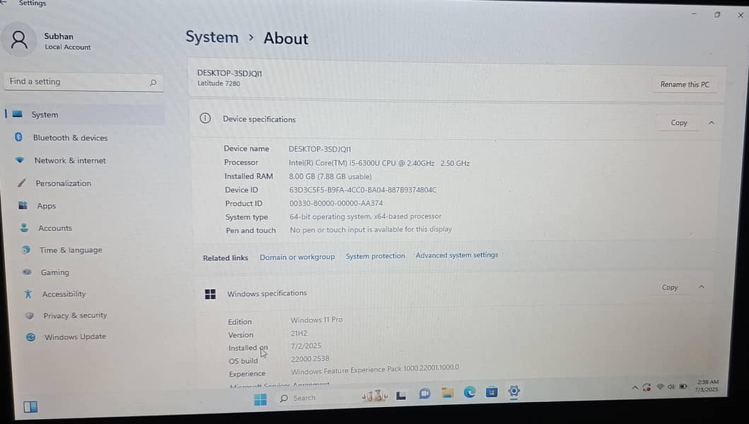Dell latitude 7280 core i5 6 generation DDR4 windows 11 1