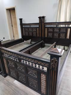 Chinioti Two Single Bed With Mattress