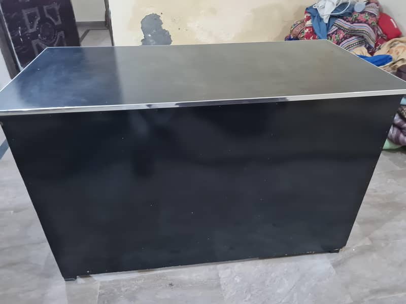 Modern Black Desk Table with Drawer and Shelf 2