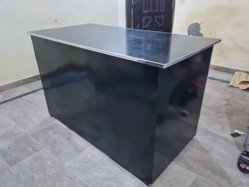 Modern Black Desk Table with Drawer and Shelf 3