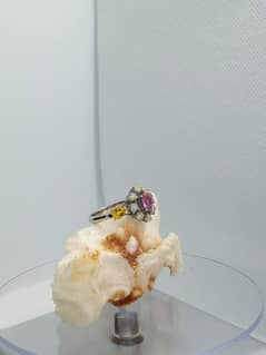 Ring/silver/sapphire/diamond/certified