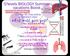 Full O Levels Biology syllabus Coverage in July and August