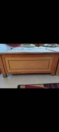2 single oak wooden bed with mattresses