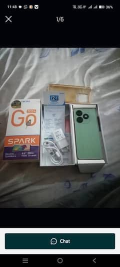 tecno spark go 4.64  2024 condition 10by10 box with original charger