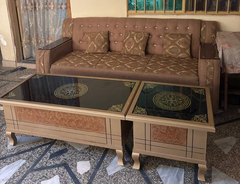 5 seater sofa set with 3 tables 1