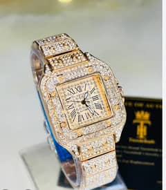 All Rose Gold Square Tank Iced Out Watch