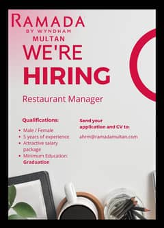 Restaurant Manager  Male and Female